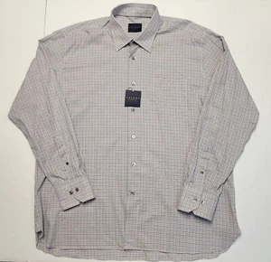 CALDER Limited Edition Men's 2XL Blue Orange Brown Check Shirt Woven Cotton NWT  - Picture 1 of 6
