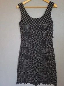 Liz Jordan Black and White Spot Dress In Size 16 In Stretch Fabric - Picture 1 of 6