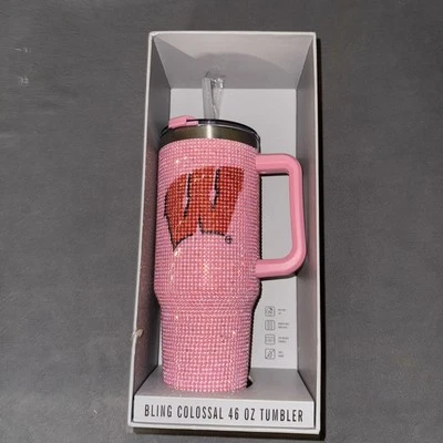 Vaso colosal rosa estrás brillante 46 oz Wisconsin Badgers NCAA Foto 1 de 4