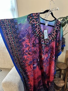 Winlar Long Caftan One Size Colorful Boho - Picture 1 of 4