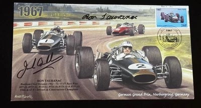 Ron Tauranac & Jack Brabham "Founders F1 Team 6x Champ" Signed Envelope Auto PSA - Image 1 of 2