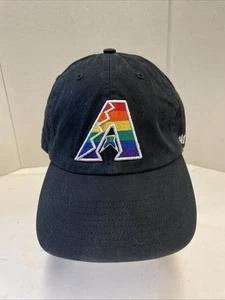 ARIZONA DIAMONDBACKS PRIDE RAINBOW STRAPBACK Hat Cap 47 BRAND MLB Baseball BLACK - Picture 1 of 4