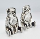 RARE CHINESE EXPORT SOLID SILVER TEDDY BEAR SALT PEPPER & POT c1900
