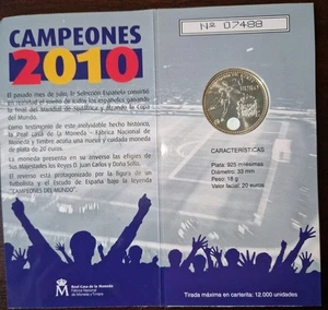 ESPAÑA 20 EUROS CAMPEONES 2010 PLATA - Foto 1 di 1
