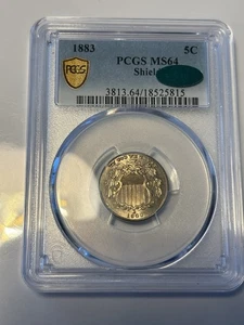 1883 Shield Nickel, PCGS MS64 CAC - Picture 1 of 2