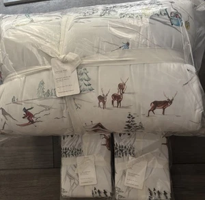Pottery Barn Whistler Run Comforter & 2 King Shams-King/Cal. King-Ski-Winter New - Picture 1 of 7