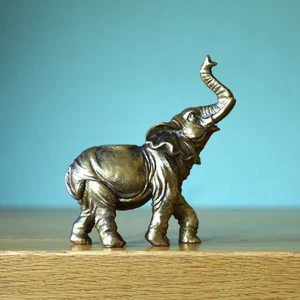 Resin Gold Angry Elephant Taper/Dinner Candle Stick Holder Antique Animal Statue - Picture 1 of 7