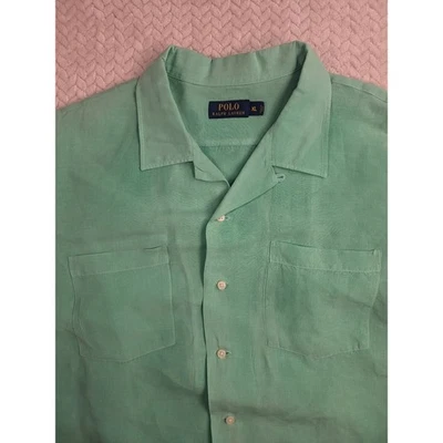 Polo Ralph Lauren XL Linen Silk Shirt Short Sleeve Button Up Camp Collar - Image 1 of 4