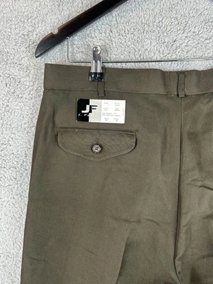 J Ferrar Pants Men 34x32 Olive Green Dress Trouser Pleated Front Classic Fit New - Image 1 of 4