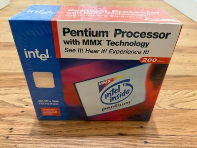INTEL PENTIUM MMX 200 MHz Processor NEW + BOXED + SEALED. Vintage Intel Socket7 - Image 1 of 3