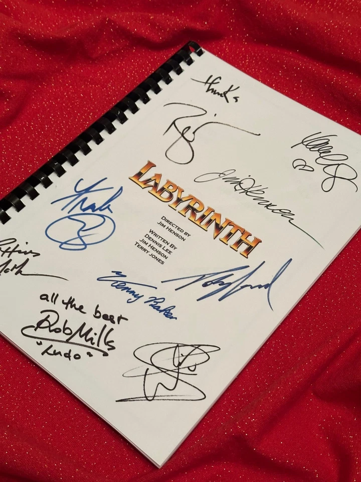 Labyrinth Movie Script, Cast Printed Signatures, Signed, Gift, Film  - Image 1 of 4
