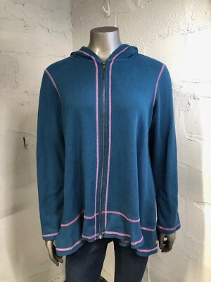 Matilda Jane Womens Be Present Full Zip Hoodie Large Blue Ruffle Tunic - Image 1 of 4