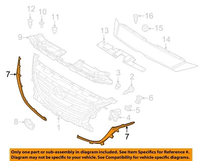 MAZDA OEM 14-16 3 componentes de rejilla - moldeado BHN1507J1A Foto 1 de 2