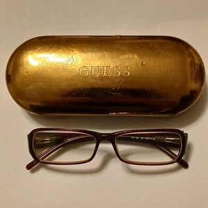 Guess GU 1561 BU Burgundy Eyeglasses Frames 54-14-135mm & Gold Tone Hard Case - Picture 1 of 9