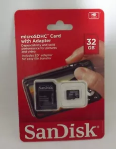 Sandisk 32 GB microSDHC card with adapter - Picture 1 of 2