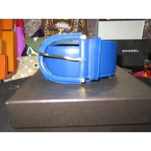 Gucci Blue Wide Big Buckled Leather Belt  Sapphire Cobalt 75.30 - Picture 1 of 9