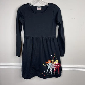 Girl's Hanna Andersson Applique Art Dress Ballerinas Black Combed Cotton 150 12 - Picture 1 of 7