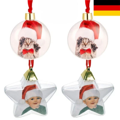 1-4Stks Personalisierte Weihnachtsbaum Foto Kugeln Xmas Ball Star Ornament Dekor - Bild 1 von 4