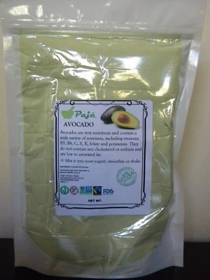 Aguacate fruta en polvo 16 oz 1 lb PAJE - vitaminas B5, B6, C, E, K, ácido fólico, potasio Foto 1 de 4