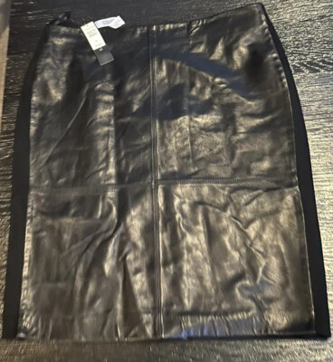Talbots Vintage Negro Cuero Hasta la Rodilla Lápiz Mujer Falda Talla 12 Nuevo Foto 1 de 4
