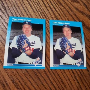LOT of 2 (1 ERROR, 1 RAW) 1987 Fleer Tom Niedenfuer Los Angeles Dodgers #448 - Picture 1 of 4
