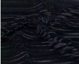 Black Pleated Stretch Velvet dance wear home decor fabric by the yard 60" Wide - Picture 1 of 1