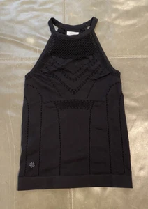 NWOT Athleta Diamond Mesh Trophy Tank Top Black Nylon Spandex Stretch XS - Picture 1 of 5