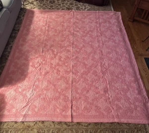 Vintage Drunkards Path Quilt handgefertigt rosa Landhaus 80"x91" - Bild 1 von 7