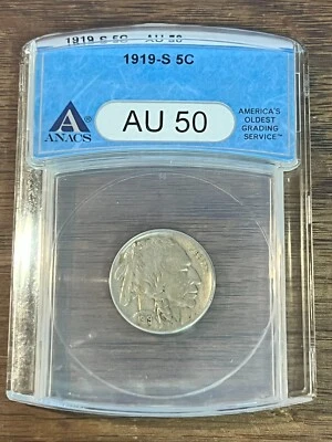 1919-S 5C BUFFALO NICKLE ANACS AU 50 2908841 - Image 1 of 4