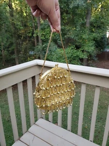 Vintage 1950s/1960s Magid Purse Beaded Gold Purse Wrist Purse - Picture 1 of 10