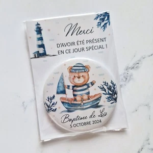 Marine Sailor Bear Baptism Magnet Personalized Fridge Souvenir Thank you Gift - Picture 1 of 8