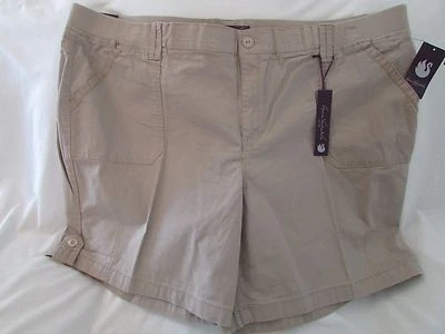 Shorts casuais femininos "Gloria Vanderbilt" 22W, Latte (castanho), 'Jess', cintura elástica - Imagem 1 de 3