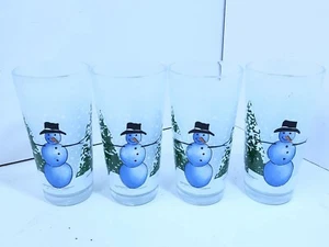 Vintage Milchglas Schneemann Weihnachtsdeko Becher 4er Set König Indonesien - Bild 1 von 8