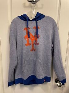 Vintage Majestic New York Mets Orange & Blue Hoodie Sweatshirt Adult Medium