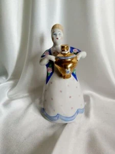 Soviet Figurine Dulyovo Young Lady Samovar Porcelain Ussr Original Decor Stamp - Picture 1 of 6