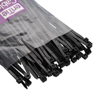 Black Outdoor Cable Ties PA66 Water/UV Resistant 3.6/4.8mm Short/Long [100 Pack] - Afbeelding 1 van 15