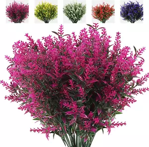 8 Bundles Artificial Flowers Fake Outdoor Plants Faux Lavender Flower Plastic Sh - Picture 1 of 12