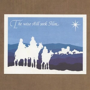Schöne Vintage WEIHNACHTSKARTE, Drei Weise Männer Stern Original Kunst von Lewis Johnson - Bild 1 von 6