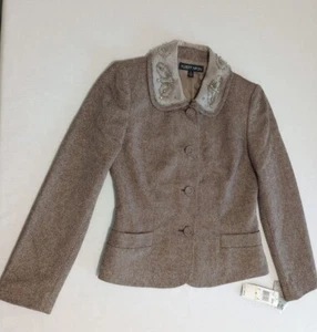 NWT Albert Nipon Size 4 Embellished Collar Blazer - Picture 1 of 11