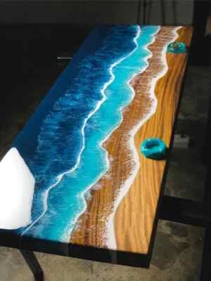 48" x 18" Epoxy Resin Wood Coffee Table Top - Unique Home Furniture Decor - Image 1 of 4