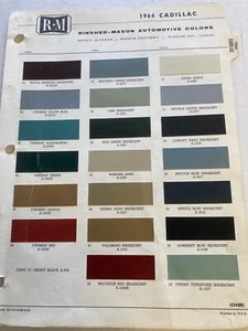 1964 CADILLAC R & M, Exterior Paint Color Chip Chart Sheet - Picture 1 of 1