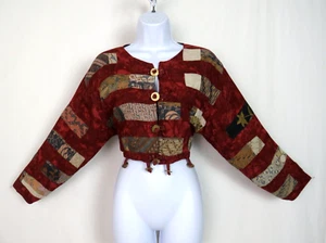 VTG 1980s CACHE PATCHWORK CROP JACKET SIZE XS GOLDEN METAL MEDALLIONS COINS - Picture 1 of 21