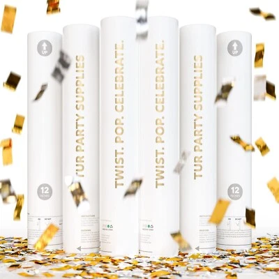 Gold Silver Wedding Confetti Cannon Wedding Exit, Down the Aisle Confetti (6pc) - Image 1 of 4