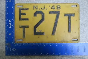 New Jersey License Plate Tag NJ 1948 48 ET 27T - Picture 1 of 2