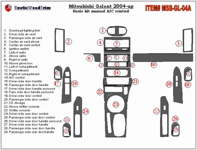 PARA MITSUBISHI GALANT 2004-2006 NUEVO JUEGO ALUMINIO CEPILLADO INTERIOR TABLERO MOLDURA Foto 1 de 4