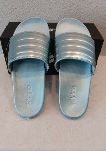 Nuove diapositive comfort donna Adidas Adilette ~ grigio metallizzato (GV9740) taglia 7