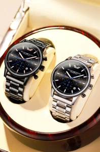 Man Luxury Stainless Steel 3-Eyes 3-Eyes Day Quartz Wrist Watches - Picture 1 of 10