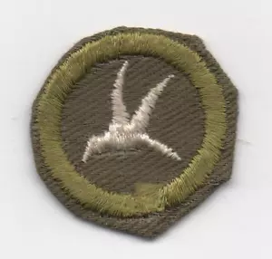 Bird Study Merit Badge, Type E Khaki Narrow Crimped (1947-60), Used - Picture 1 of 1