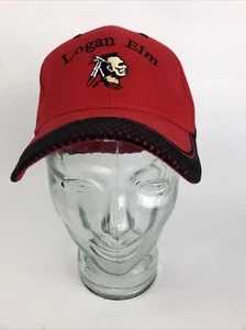 Vintage LOGAN ELM High School Braves Hat Hook & Loop Closure RED OSFM OTTO Caps - Picture 1 of 8