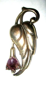 GROSSE VINTAGE C.1940 MCM STERLING AMETHYST FUCHSIA BROSCHE - MEXIKO - Bild 1 von 6